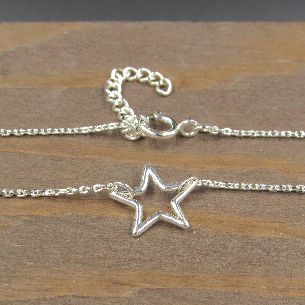 9" Sterling Silver Small Star Ankle Bracelet Vintage